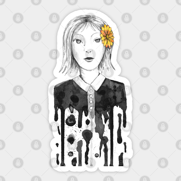 Flower dripping girl Sticker by Bwiselizzy